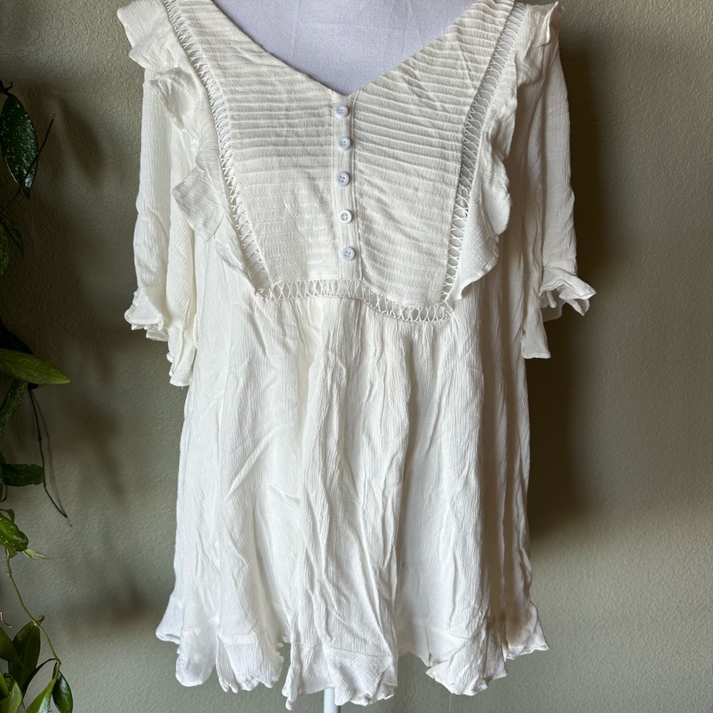 White Ruffle Mini Dress NWT